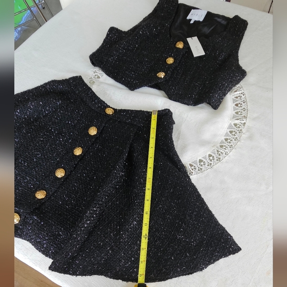 Mable Anthropologie Skirt Set Black Tweed - Picture 6 of 10